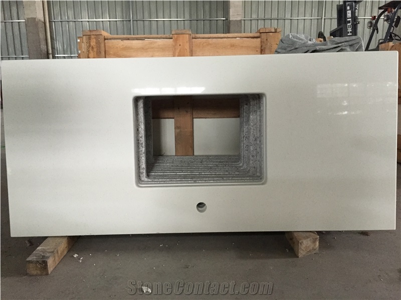 Cut-To-Size Man-Made Quartz Stone for Multifamily/Hospitality Projects Mainly for Pre-Fabricated Customized Bathroom Vanity Top