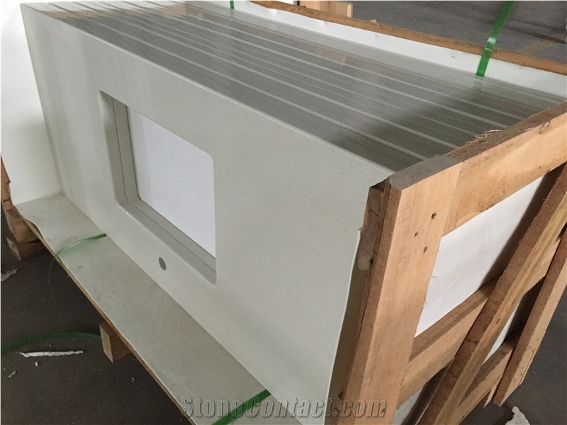 Cut-To-Size Man-Made Quartz Stone for Multifamily/Hospitality Projects Mainly for Pre-Fabricated Customized Bathroom Vanity Top