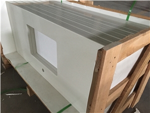 Cut-To-Size Man-Made Quartz Stone for Multifamily/Hospitality Projects Mainly for Pre-Fabricated Customized Bathroom Vanity Top