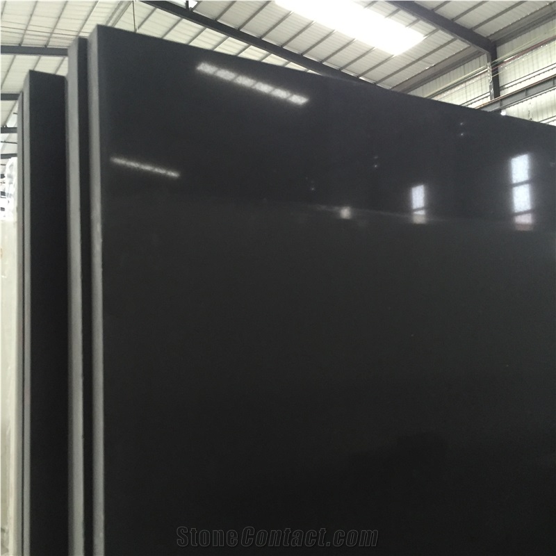 Pure Black Absolutely Black Outstanding Pollution-Resistance Quartz Stone Slab Solid Surfaces Quality Guaranteed for Custom Countertops Prefabricated Countertop 2 or 3cm Thick Available