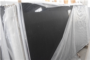 Pure Black Absolutely Black Outstanding Pollution-Resistance Quartz Stone Slab Solid Surfaces Quality Guaranteed for Custom Countertops Prefabricated Countertop 2 or 3cm Thick Available