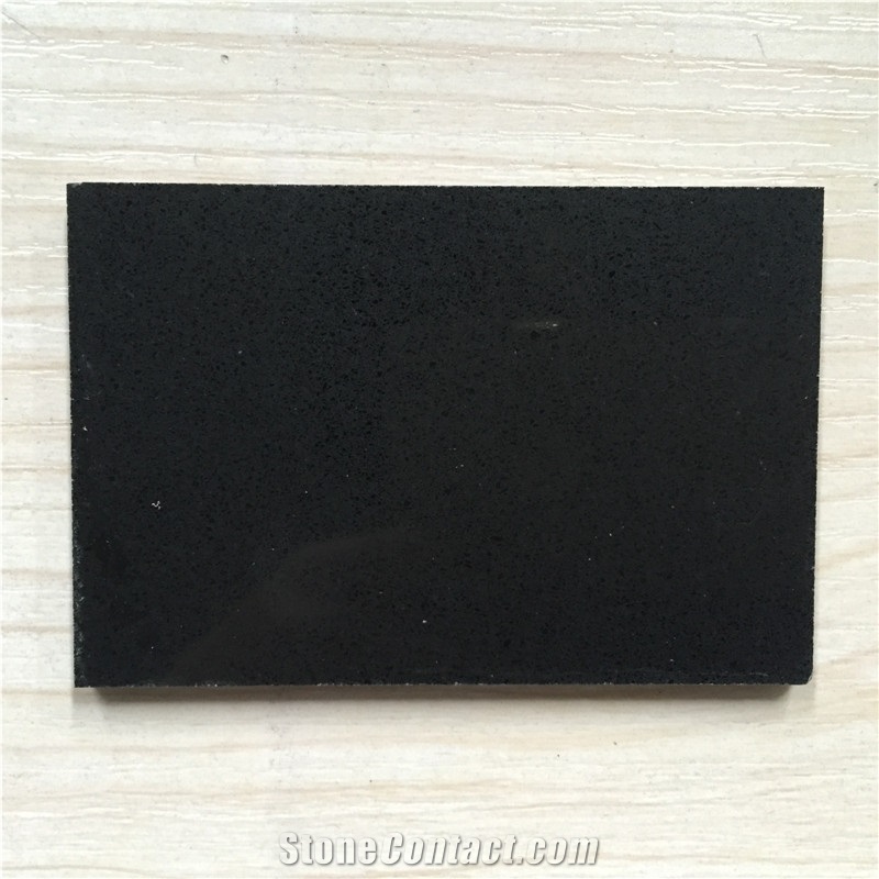 Pure Black Absolutely Black Outstanding Pollution-Resistance Quartz Stone Slab Solid Surfaces Quality Guaranteed for Custom Countertops Prefabricated Countertop 2 or 3cm Thick Available