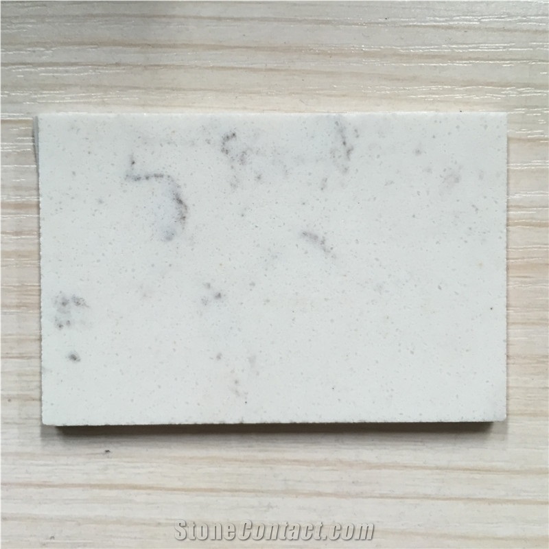 Veined Collection Carrara White Engineered Quartz Stone Slab Solid Surface Available for 2/3cm Thick for Kitchen Counter Top Bathroom Vanity Top Coffee Bar Top