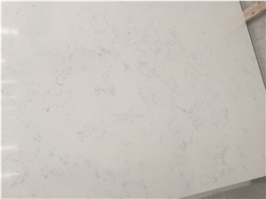 Veined Collection Carrara White Engineered Quartz Stone Slab Solid Surface Available for 2/3cm Thick for Kitchen Counter Top Bathroom Vanity Top Coffee Bar Top