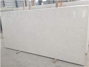 Veined Collection Carrara White Engineered Quartz Stone Slab Solid Surface Available for 2/3cm Thick for Kitchen Counter Top Bathroom Vanity Top Coffee Bar Top