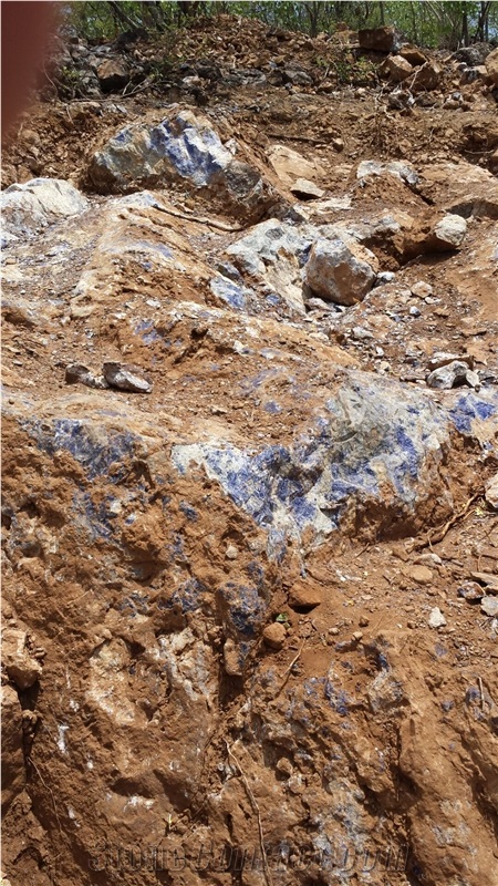 Blue Sodalite Semiprecious Stone Blocks, Rough Material Blue Stone
