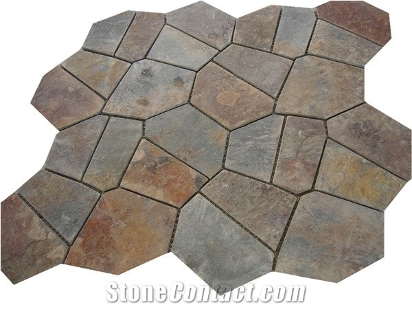 Flag Stone, Black & Rusty Slate, Irregular Slate Wall & Floor Tiles