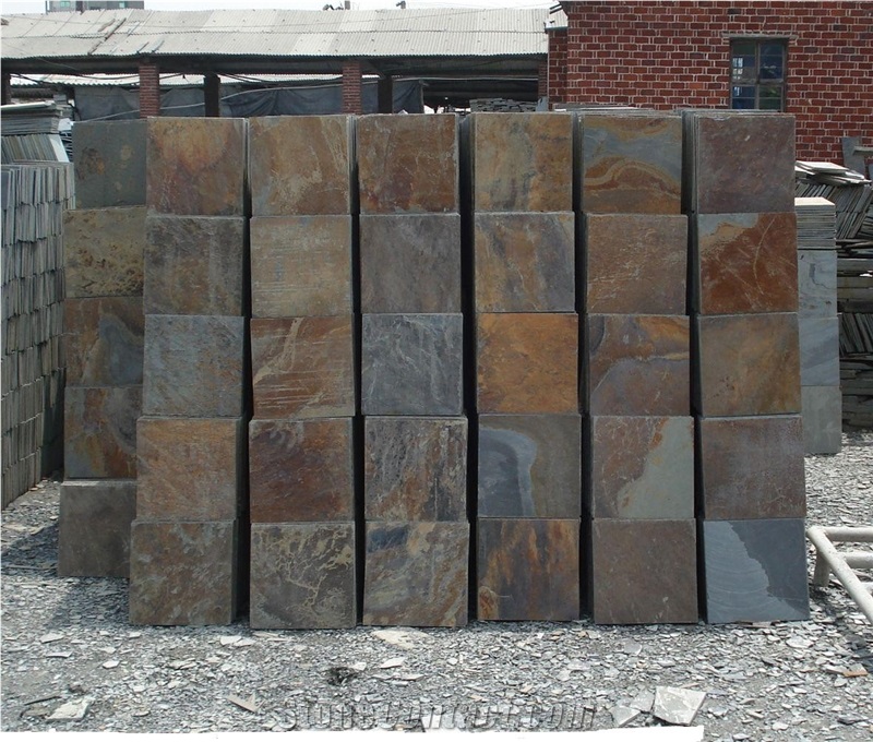 Flag Stone, Black & Rusty Slate, Irregular Slate Wall & Floor Tiles