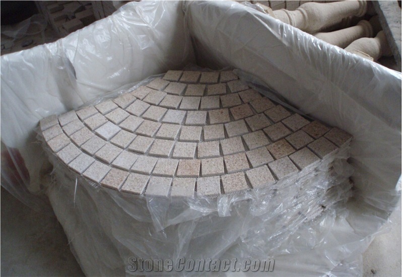 Cheap Driveway Paving Stone Mesh, G682 Yellow Granite Cube Stone & Paver