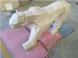 Beige Marble Leopard Sculpture,Abstract Art Sculptures,Handcarved Sculptures
