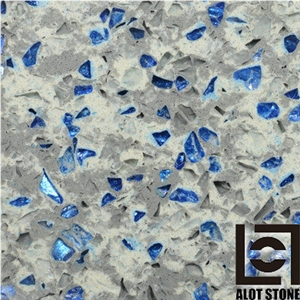Blue Colorful Quartz Stone Slabs, Solid Surface Engineered Stone