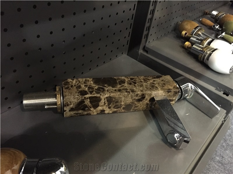 Dark Emperador Marble Bathroom Sink Faucet