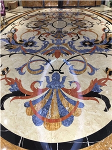 Fantasy Blue Marble Waterjet Medallion, Floor Medallions