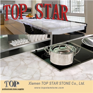 Interior Design Natural White Semiprecious Stone Stone Round Table Desk Top