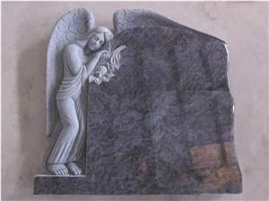 Bahama Blue -India Granite Natural Stone ,New Style Single Angel Monument , Western Style and European Style Tombstone , Highly Polished and Carved Headstones , Gravestone