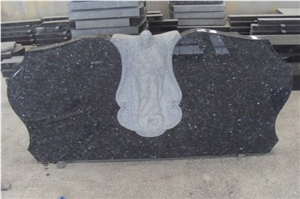 Best Selling Polished and Carved Blue Pearl Granite Stone Monument, European and Western Style Tombstone, Angel Gravestone, Headstone
