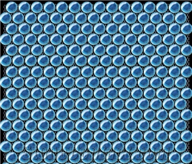 Blue Round Glass Wall and Floor Mosaic Tiles Pattern for Swimming Pool in Usa ,Canada ,Europe for Luxury Hotel or Commercial Decor