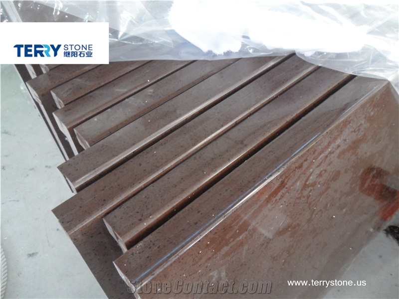 Brown Crystal Quartz Us as Kitchen Countertops,Island Tops