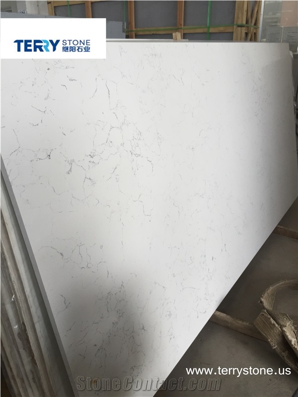 Cany Lines White Quartz Kitchen Countertops,Island Tops
