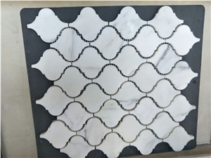 Carrara White Marble Lanternmosaic Tile Bathroom / Kitchen Wall Tile for Tv Wall Mosaic Pattern Stone
