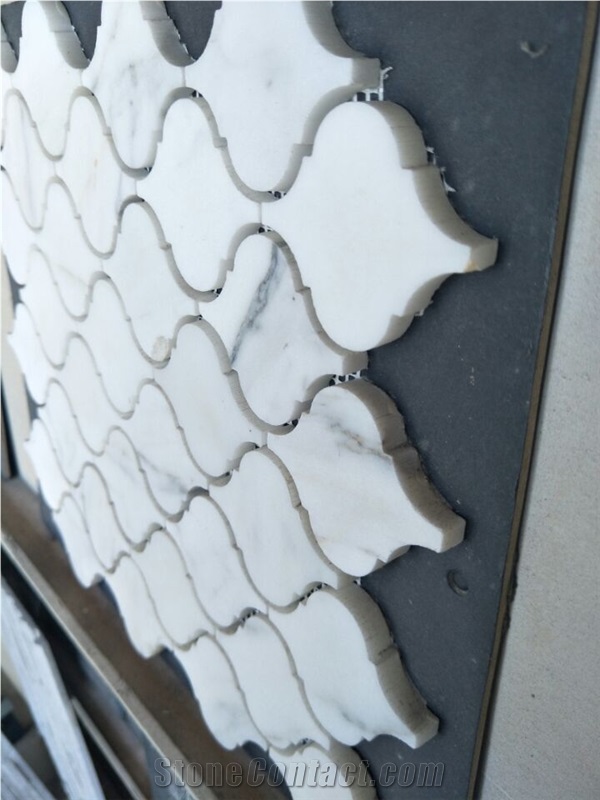 Carrara White Marble Lanternmosaic Tile Bathroom / Kitchen Wall Tile for Tv Wall Mosaic Pattern Stone