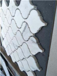 Carrara White Marble Lanternmosaic Tile Bathroom / Kitchen Wall Tile for Tv Wall Mosaic Pattern Stone