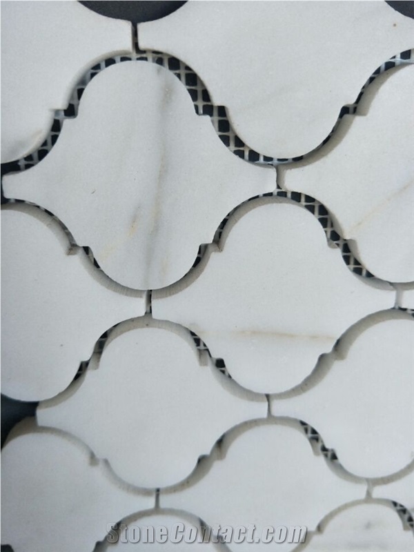 Carrara White Marble Lanternmosaic Tile Bathroom / Kitchen Wall Tile for Tv Wall Mosaic Pattern Stone