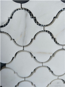 Carrara White Marble Lanternmosaic Tile Bathroom / Kitchen Wall Tile for Tv Wall Mosaic Pattern Stone