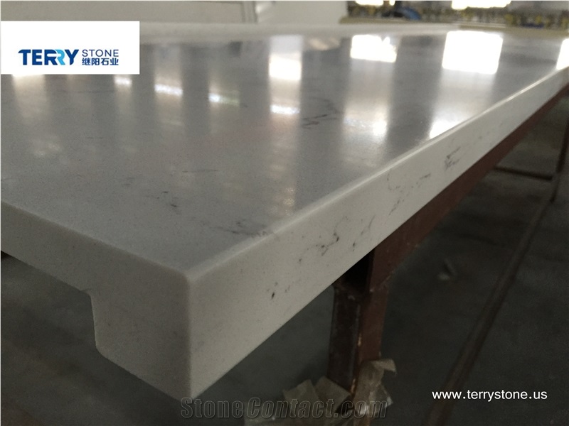 Carrara White Quartz Us as Kitchen Countertops,Island Tops from China