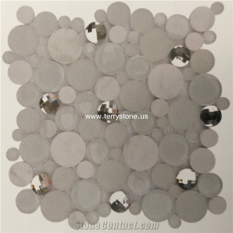 Circular Mosaic Glass Mix Black & Brown Marble for Wall Mosaics Glass