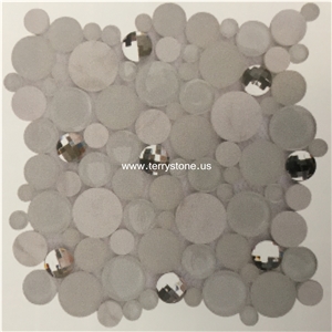 Circular Mosaic Glass Mix Black & Brown Marble for Wall Mosaics Glass