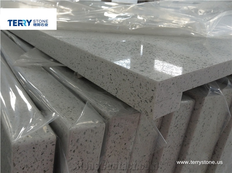 Crystal White Quartz Kitchen Countertops,Island Tops