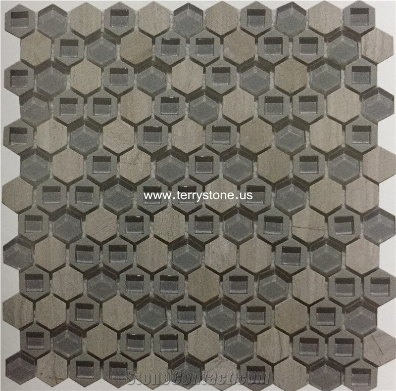 Glass Mix Stone with Honed for Wall Mosaics Glass