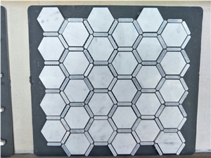 Hexagon Carrara Extra Polished Mosaic, Mugla White Marble Mosaic Tiles Natural Stone for Wall Cladding Decoration