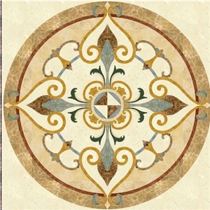 Light and Dark Emperador and Sunny Beige Natural Marble Stone Waterjet Flooring Medallions Tiles, Popular Mosaic Patterns for Lobby Flooring