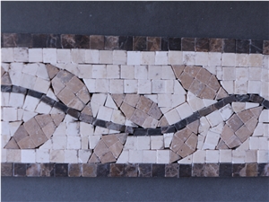 Linear Strips Mosaic, China Flower Design Stone Mosaic Border for Wall & Floor, Emperador Dark Marble Mosaic Tile on Sales