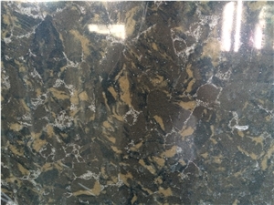 New Pattern Brown Quartz Tiles&Slabs Of China Stone,Solid Surface Engineered Stone, Quartz Stone Flooring, Engineered Stone Walling