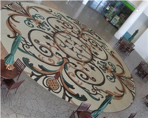 Polished Natural Marble Stone -Dark Green, Light Emperador, Golden Black, Light Beige Marble Waterjet Floor Medallions Tiles and Mosaic Patterns