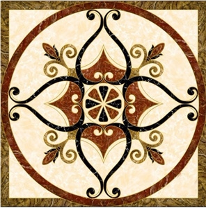 Polished Natural Marble Stone -Rosa Alicante, Red Marble & Nero Marquina, Light Beige Waterjet Mosaic Medallions for Wall and Carpet Flooring