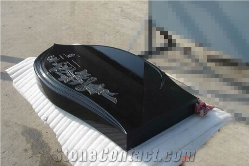 Popular China Absolute Black Natural Granite Stone -Hot European Style Natural Granite Shanxi Black Highly Polished Headstones ,American Style Headstone Tombstone & Monument