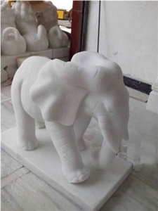 Pure White , Absolute White Very Popular Elephant Animal Natural Marble Stone Sculpture ,Western Statues & Handcrafts ,Garden decoration ,Landscape Carving 
