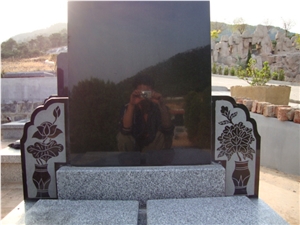 Shanxi Black ,Absolute Black ,Sesame Grey Granite Western Style Monuments , New Design Tombstone , Headstone , engraved gravestone 