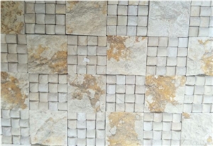 Travertine Mixed Square Shaped Mosaic Tile for Out Wall Decor Split Face Mosaic Tiles Walling