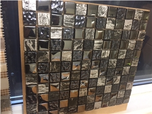 Very Beautiful Silver Ceramic and Dark Blue Glass Rectangle Wall Mosaics for hotel and luxury home bathroom decor ,Popular in USA and Europe Market 