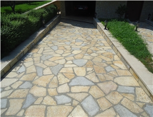 Natural Washed Stone Random Flagstone, Gjurasi Beige Limestone