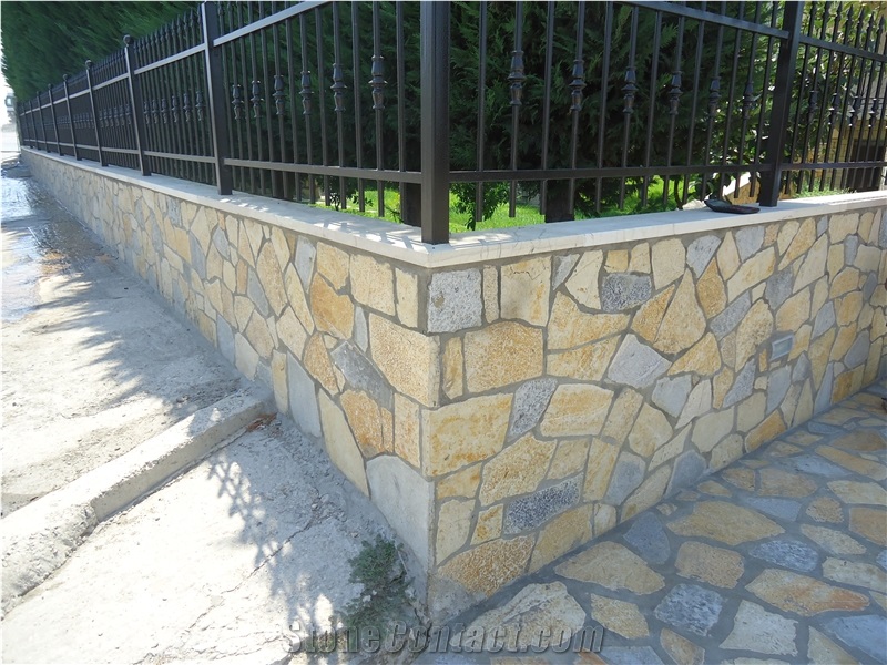 Natural Washed Stone Random Flagstone, Gjurasi Beige Limestone