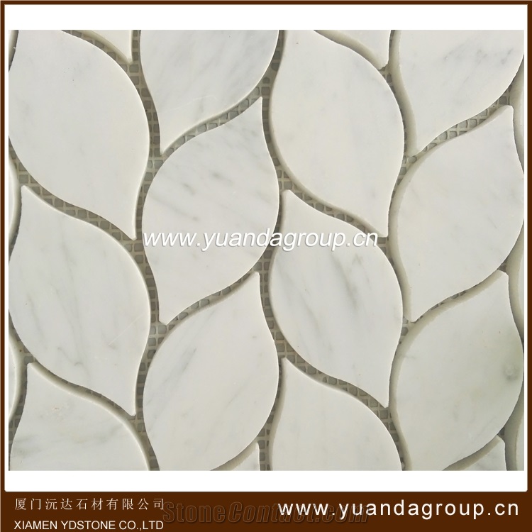 Calacatta White Marble Leaf Mosaic Pattern