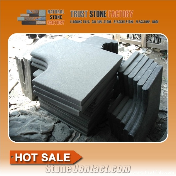 Black Quartzite Pier Caps, Grey Quartzite Pool Coping Stone, White Quartzite Cantilever Pool Coping