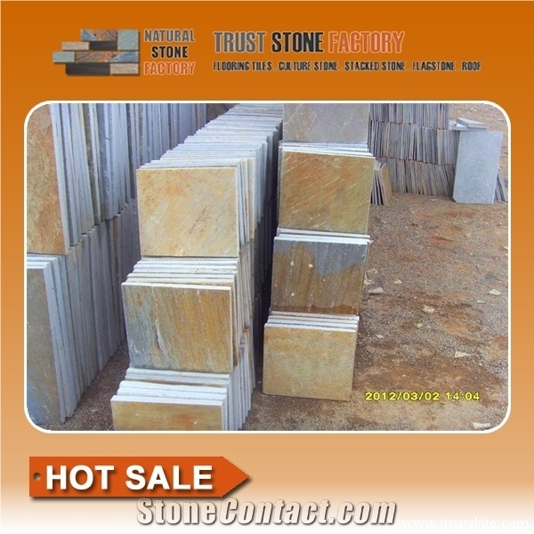Grey Quartzite Flooring Tiles,Sunshine Slate Paving Tile, Grey Quartzite Paver Stiles, Yellow Slate Garden Stiles.