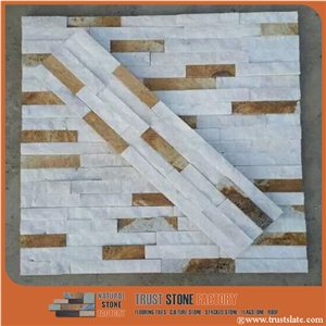 White Quartzite Ledger Stone,Yellow Quartzite Stone Veneer Siding for Homes
